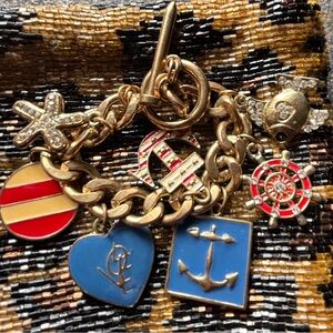 Nautical Charm Bracelet with Red, Blue & Gold Enamel Charms
